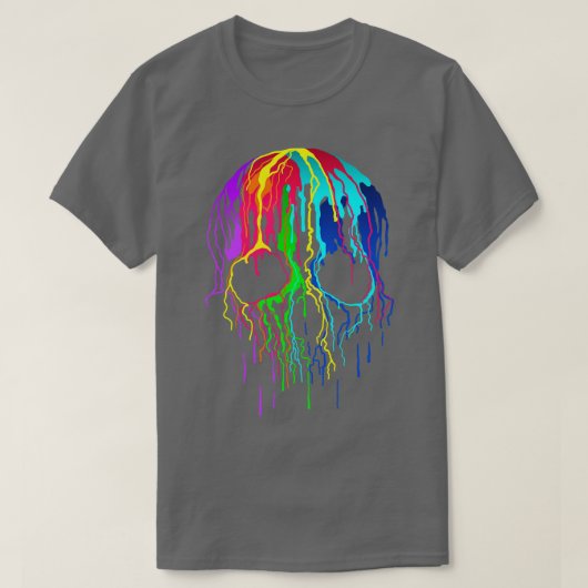 Kleurrijke druppelschedel t-shirt (Design voorkant)