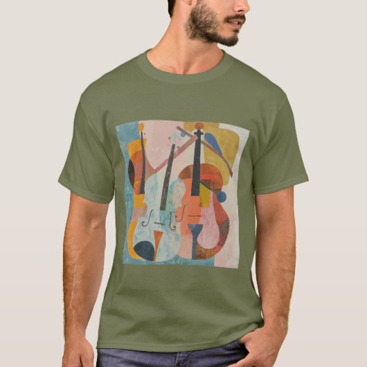 Kleurrijke dubbele bas Abstract T-shirt (Voorkant)