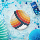 Kleurrijke dubbele bogen in retro-stijl papieren bordje (Feest)