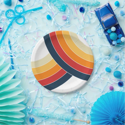 Kleurrijke dubbele bogen in retro-stijl papieren bordje (Feest)