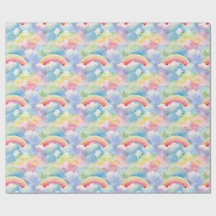 Kleurrijke dubbele regenboog en wolken in de lucht cadeaupapier