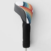 Kleurrijke dubbele retro stijl regenboog decoratie golfheadcover (Schuin)