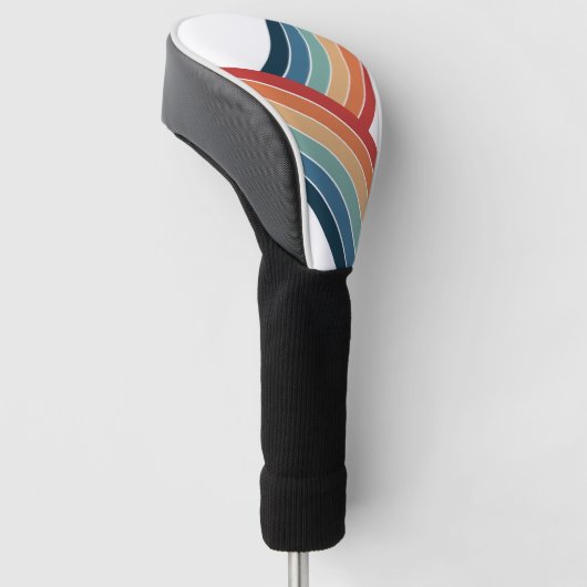 Kleurrijke dubbele retro stijl regenboog decoratie golfheadcover (Schuin)