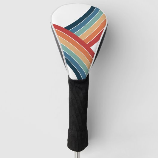 Kleurrijke dubbele retro stijl regenboog decoratie golfheadcover (Voorkant)
