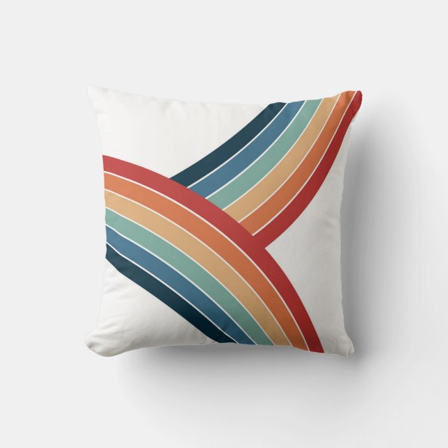 Kleurrijke dubbele retro stijl regenboog decoratie kussen (Voorkant)