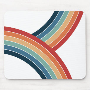 Kleurrijke dubbele retro stijl regenboog decoratie muismat