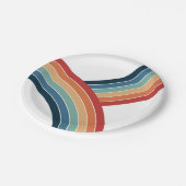 Kleurrijke dubbele retro stijl regenboog decoratie papieren bordje (Gekanteld)