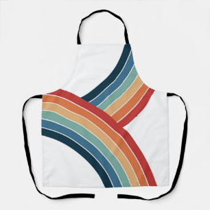 Kleurrijke dubbele retro stijl regenboog decoratie schort