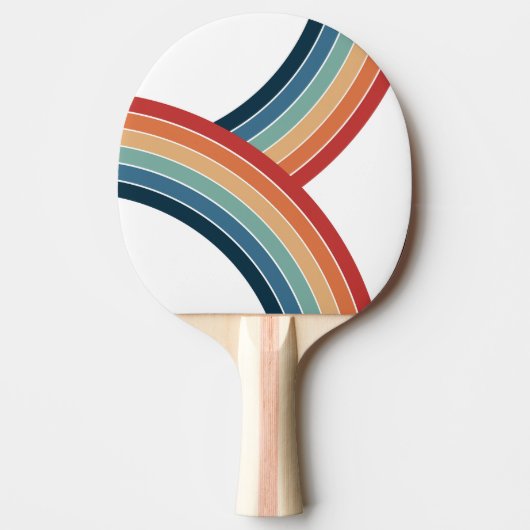 Kleurrijke dubbele retro stijl regenboog decoratie tafeltennisbatje (Voorkant)