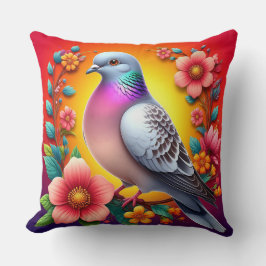 Kleurrijke duif omringd door levendige bloemen kussen