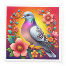 Kleurrijke duif omringd door levendige bloemen