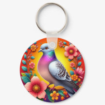 Kleurrijke duif omringd door levendige bloemen