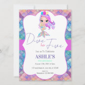 Kleurrijke duik in vijf zeemeermin 5e verjaardag kaart (Voorkant)