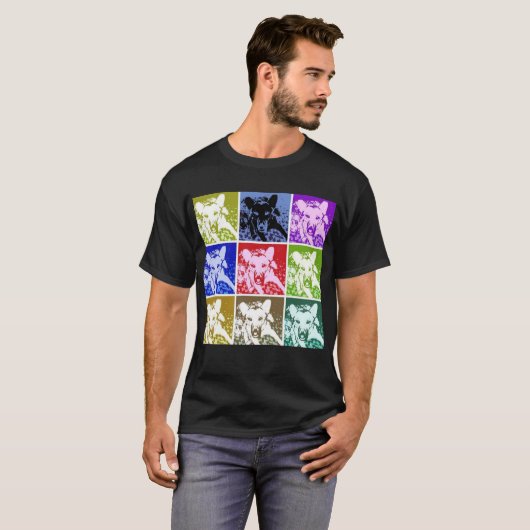 Kleurrijke Duitse Herder Hond Pop Art Unisex T-shirt (Voorkant volledig)