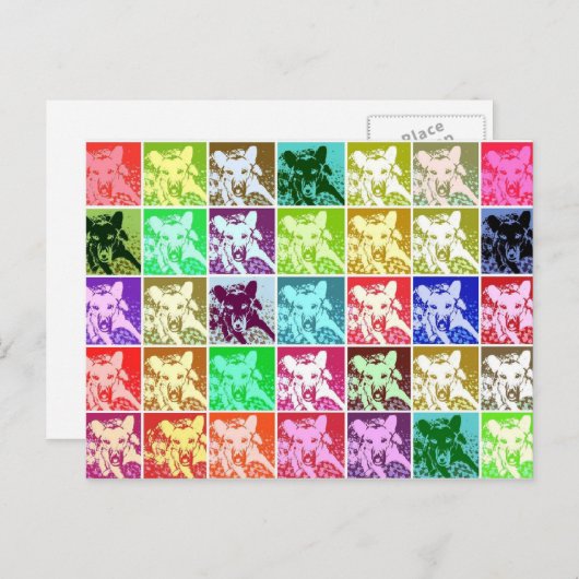 Kleurrijke Duitse Herder Hond Pop Kunst Horizontaa Briefkaart (Voorkant / Achterkant)