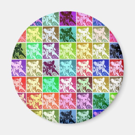 Kleurrijke Duitse Herder Hond Pop Kunst Rond Magneet (Voorkant)