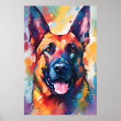 Kleurrijke Duitse herder kunst Poster (Voorkant)