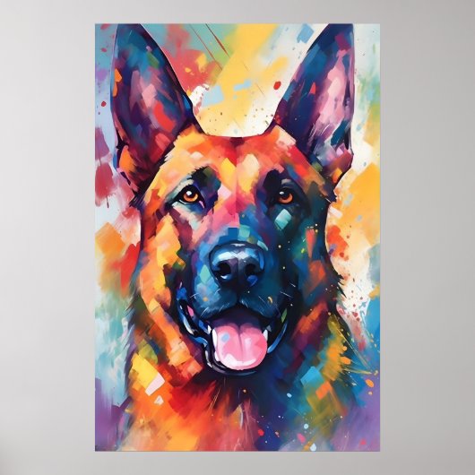 Kleurrijke Duitse herder kunst Poster (Voorkant)