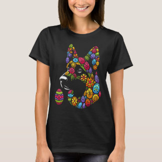Kleurrijke Duitse herder paasei kinder mannen vrou T-shirt