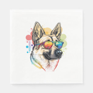 Kleurrijke Duitse Herder Pop Kunst Papa Mam Honden Servet
