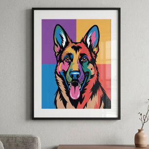 Kleurrijke Duitse Herders Pop Art Poster
