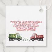 Kleurrijke Dump Trucks 4e. Verjaardagsfeest Bedank Bedankjes Labels (Achterkant)