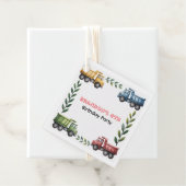 Kleurrijke Dump Trucks 4e. Verjaardagsfeest Bedank Bedankjes Labels (In situ)