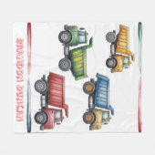 Kleurrijke Dump Trucks 4e. verjaardagsfeestje cade Fleece Deken (Voorkant (Horizontaal))