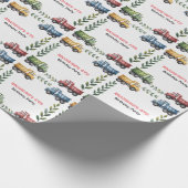 Kleurrijke Dump Trucks 4e. verjaardagsfeestje Cadeaupapier (Hoek)