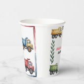 Kleurrijke Dump Trucks 4e. verjaardagsfeestje Papieren Bekers (Rechts)
