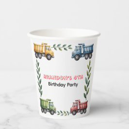 Kleurrijke Dump Trucks 4e. verjaardagsfeestje Papieren Bekers
