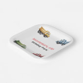 Kleurrijke Dump Trucks 4e. verjaardagsfeestje Papieren Bordje (Gebogen)