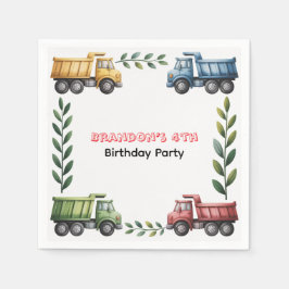 Kleurrijke Dump Trucks 4e. verjaardagsfeestje Servet