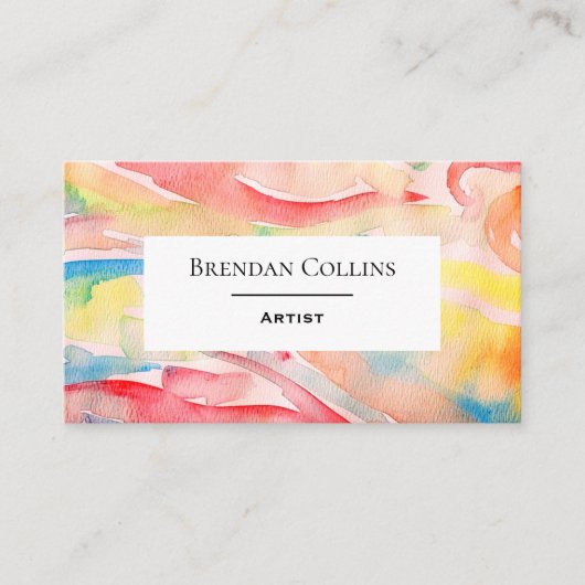 Kleurrijke dynamische Waterverf Abstracte schilder Visitekaartje (Voorkant)
