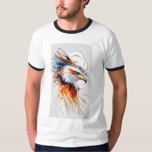 Kleurrijke Eagle Artwork Heren Ringer T-Shirt – Ar