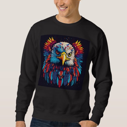 Kleurrijke Eagle Head Graphic Sweatshirt" Trui (Voorkant)