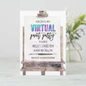 Kleurrijke Easel Virtuele Schilderfeest 16e Verjaa Kaart (Staand voorkant)