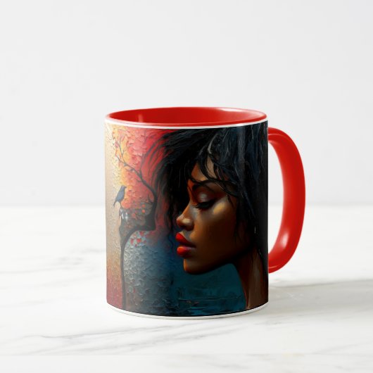 🌕🎨👤 Kleurrijke Eclipse, Abstracte Kunst met een Mok (Voorkant rechts)