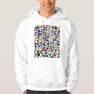 Kleurrijke Edelsteen & Diamant Patroon Hoodie