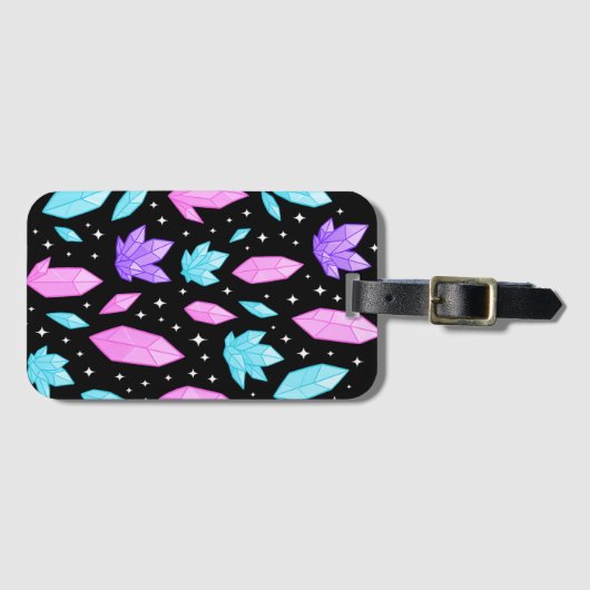 Kleurrijke edelstenen in de kosmische ruimte bagagelabel (Voorkant (horizontaal))