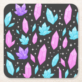 Kleurrijke edelstenen in de kosmische ruimte kartonnen onderzetters