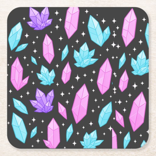 Kleurrijke edelstenen in de kosmische ruimte kartonnen onderzetters (Voorkant)