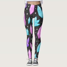 Kleurrijke edelstenen in de kosmische ruimte leggings