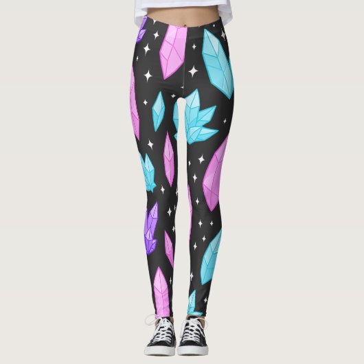 Kleurrijke edelstenen in de kosmische ruimte leggings (Voorkant)