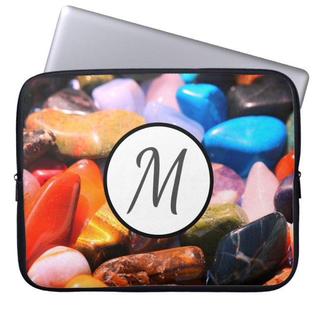 Kleurrijke edelstenen Monogram Computer Laptop Hoe Sleeve (Voorkant)