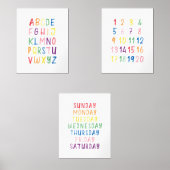 Kleurrijke educatieve set van 3 muurkunst (Voorkant)