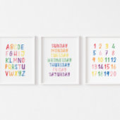 Kleurrijke educatieve set van 3 muurkunst