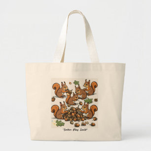 Kleurrijke Eekhoorn Acorn Hunt Grote Tote Bag