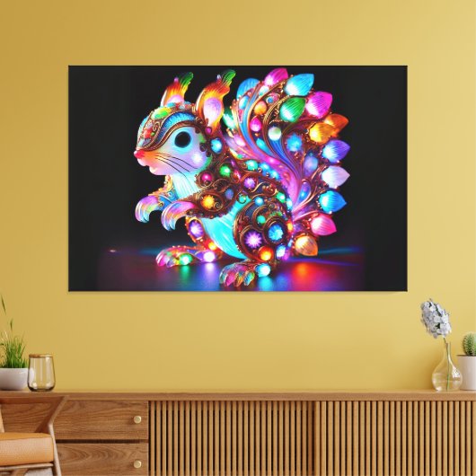 Kleurrijke Eekhoorn - Natuur's Whimsy in Vibrant C Canvas Afdruk (Insitu (Woonkamer))