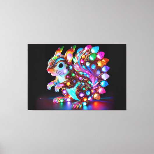 Kleurrijke Eekhoorn - Natuur's Whimsy in Vibrant C Canvas Afdruk (Voorkant)